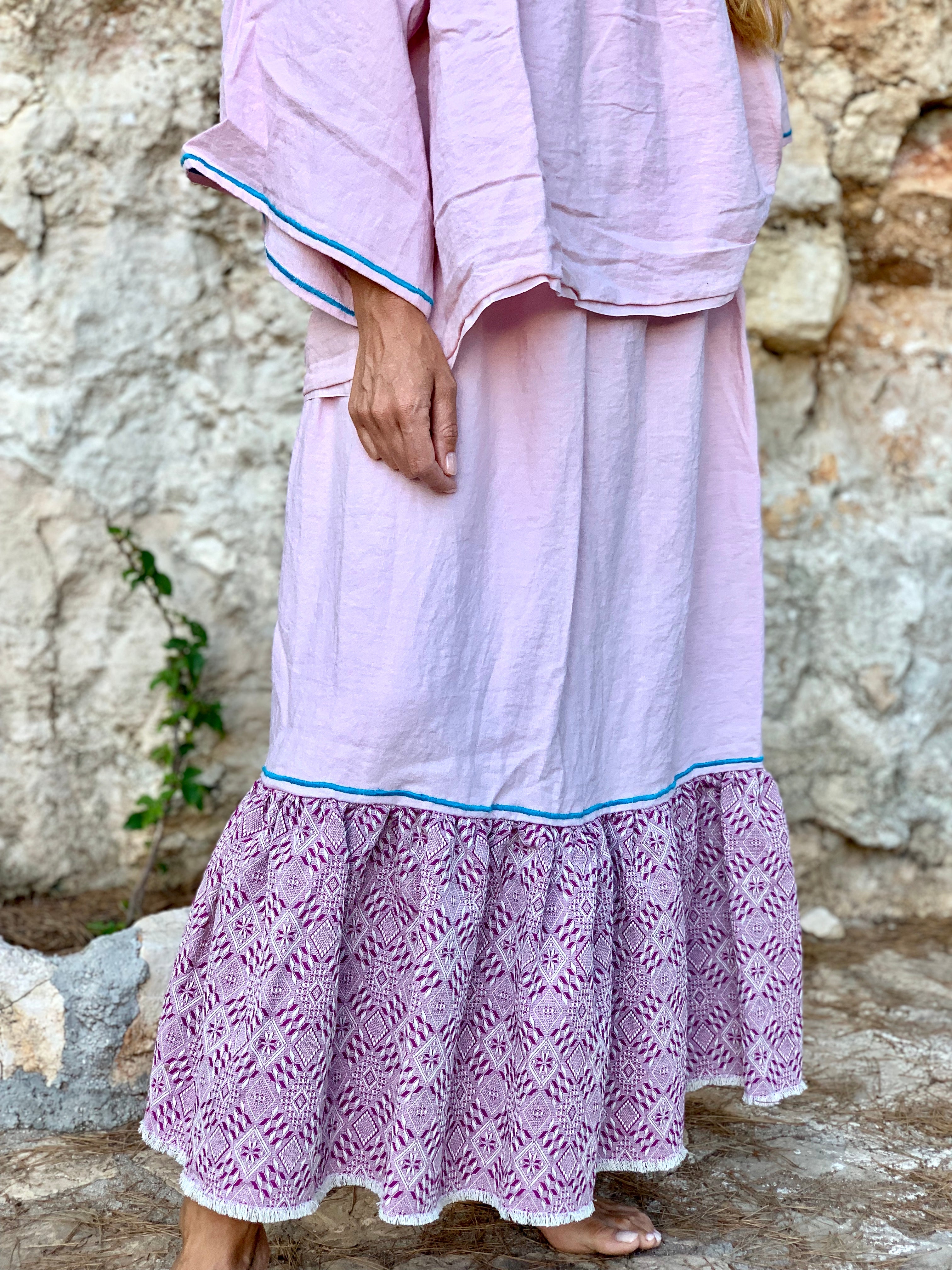 Embroidered Pink (Top & Skirt)